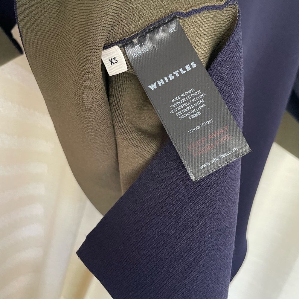 Whistles Navy Top with Olive Trim - Picture 5 of 6